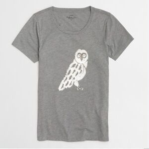 J. Crew Factory Sequin Owl Collector Gray T-Shirt Size Small